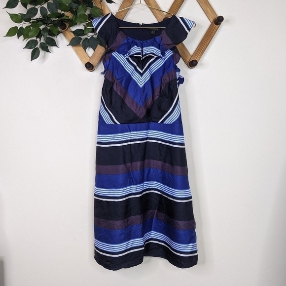 Banana Republic Silk Striped A-Line Midi Dress - Picture 2 of 11